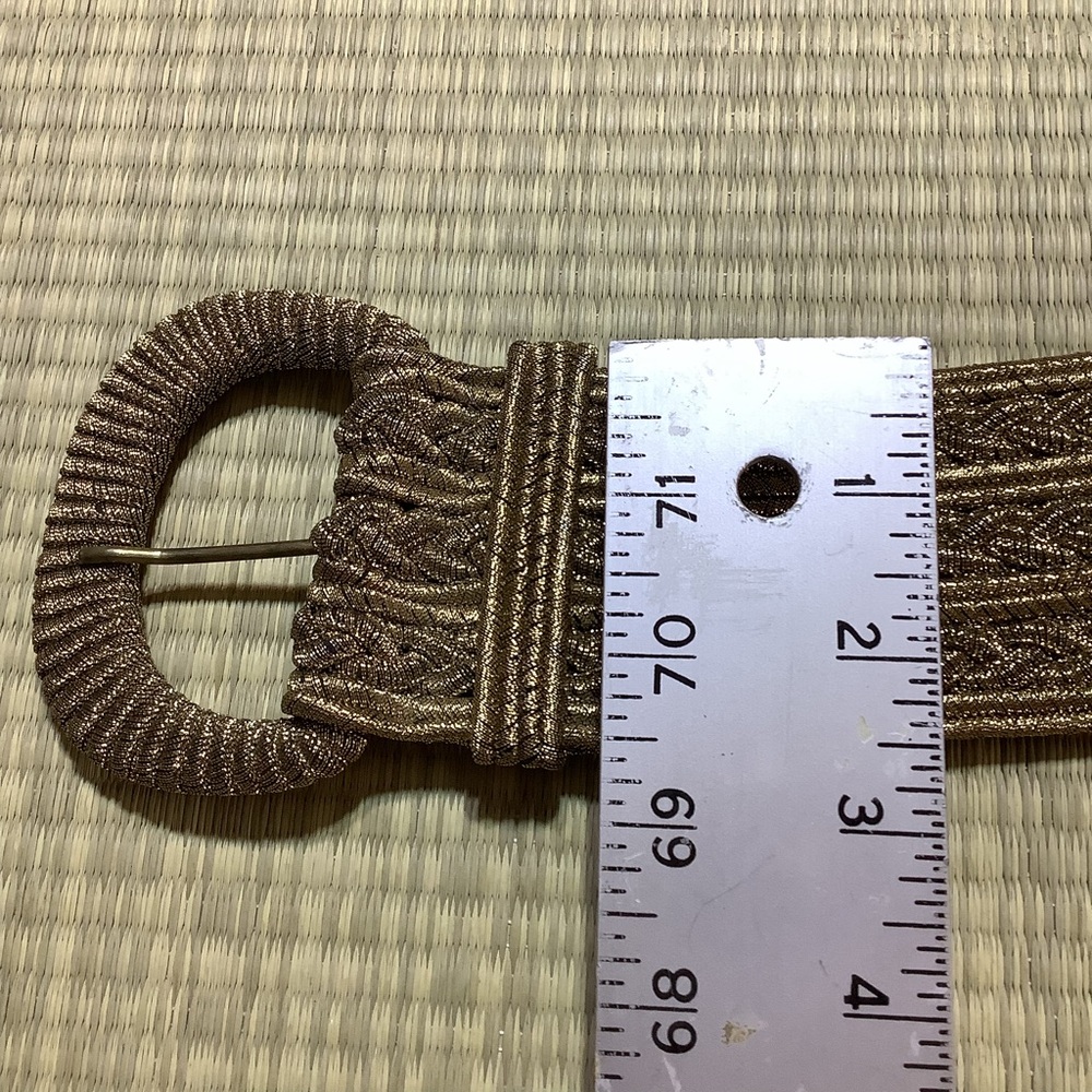 Collezione New York Gold Braided Belt Woven Metallic Belt with Round Buckle - Picture 4 of 7